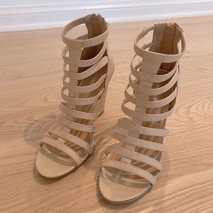 Wedged nude sandals